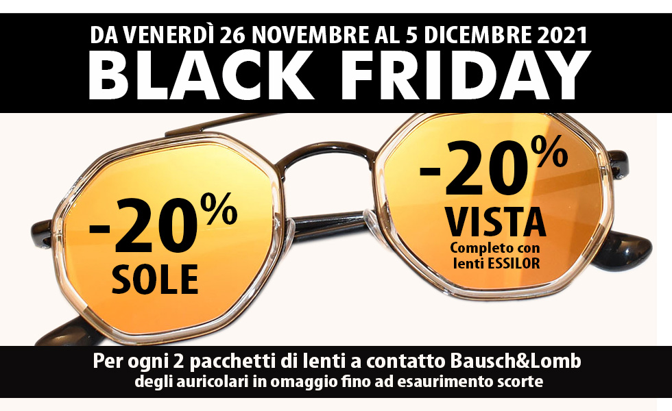 Black Friday da Ottica Iacino sconti del 20% dal 26 Novembre al 5 Dicembre 2021